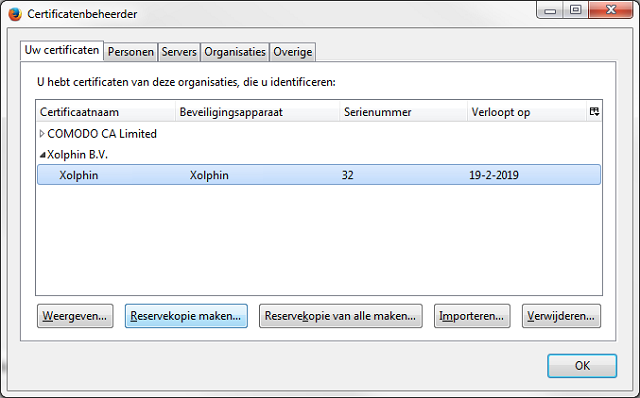 Mozilla Firefox- Certificaat Exporteren