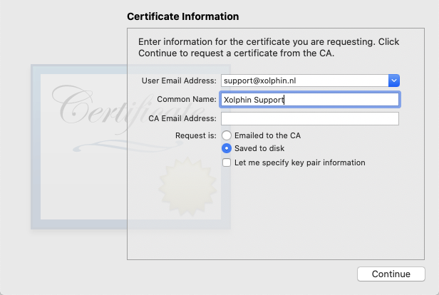 CSR genereren voor een client certificaat met sleutelhanger toegang